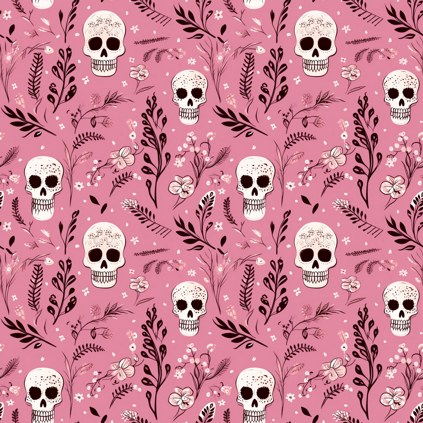 Pink Skulls- Ponytail