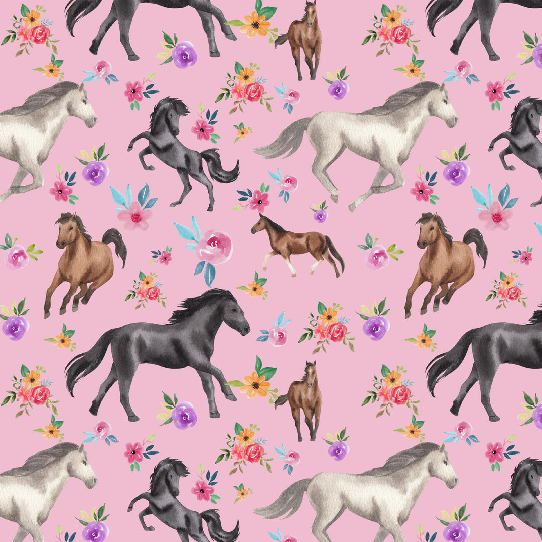 Horses on Pink- Euro