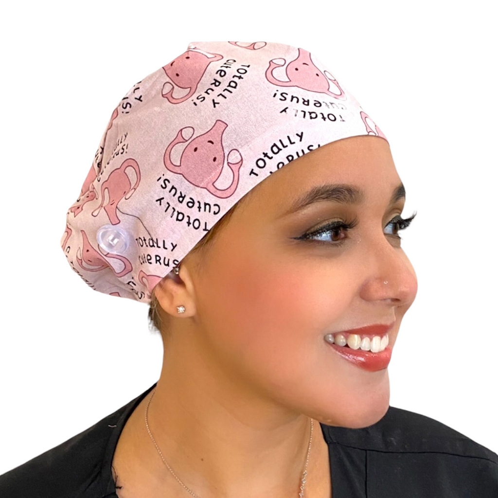 Satin Lined Floral Scrub Caps for Women Euro Style Scrub 